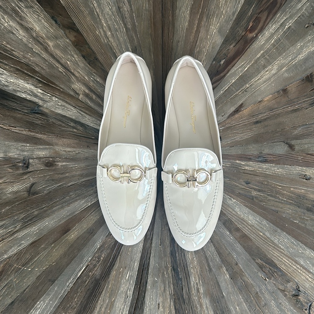 Ferragamo Women’s Loafers - Bone Patent & Calf Leather